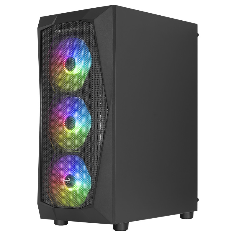 Aerocool FALCONV2BK Caja PC ATX Frontal Mesh Cristal Templado 4 Ventiladores ARGB 12cm Negro