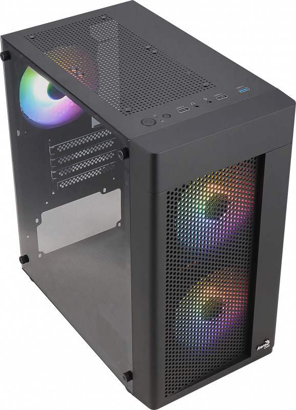 Aerocool HEXFORMBKV2 Caja PC Micro ATX 3 Ventiladores FRGB Negro