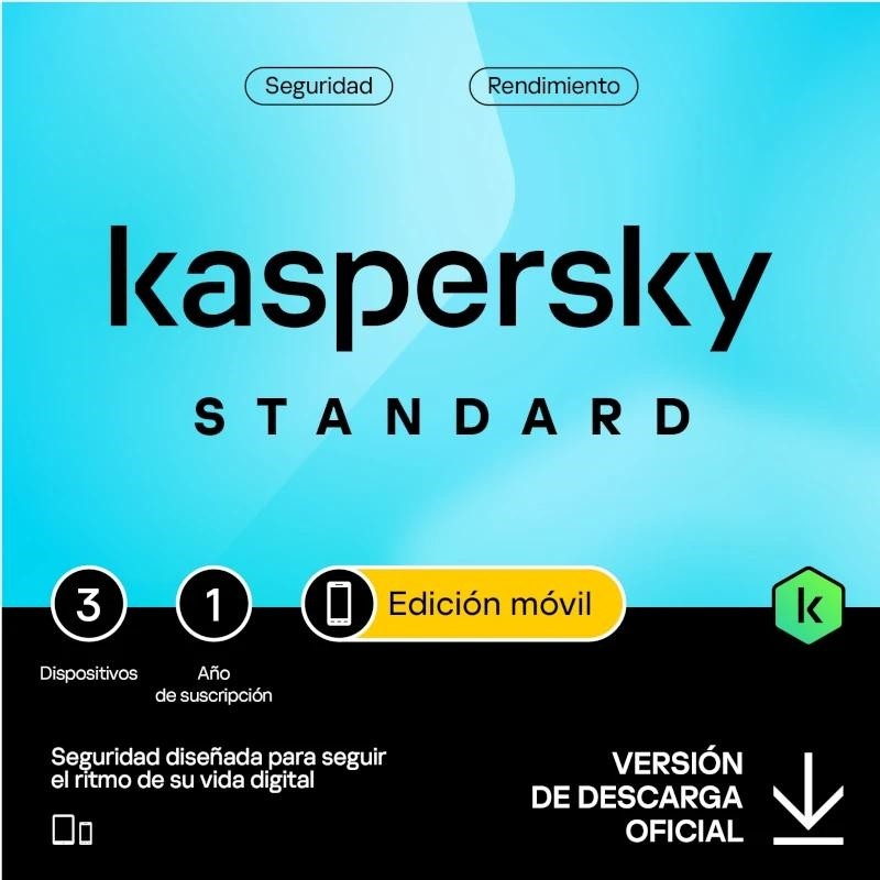 Antivirus KASPERSKY Standard KL1048S5CFS-MINI-ES - Edición Móvil - 3 Dispositivos - 1 Año