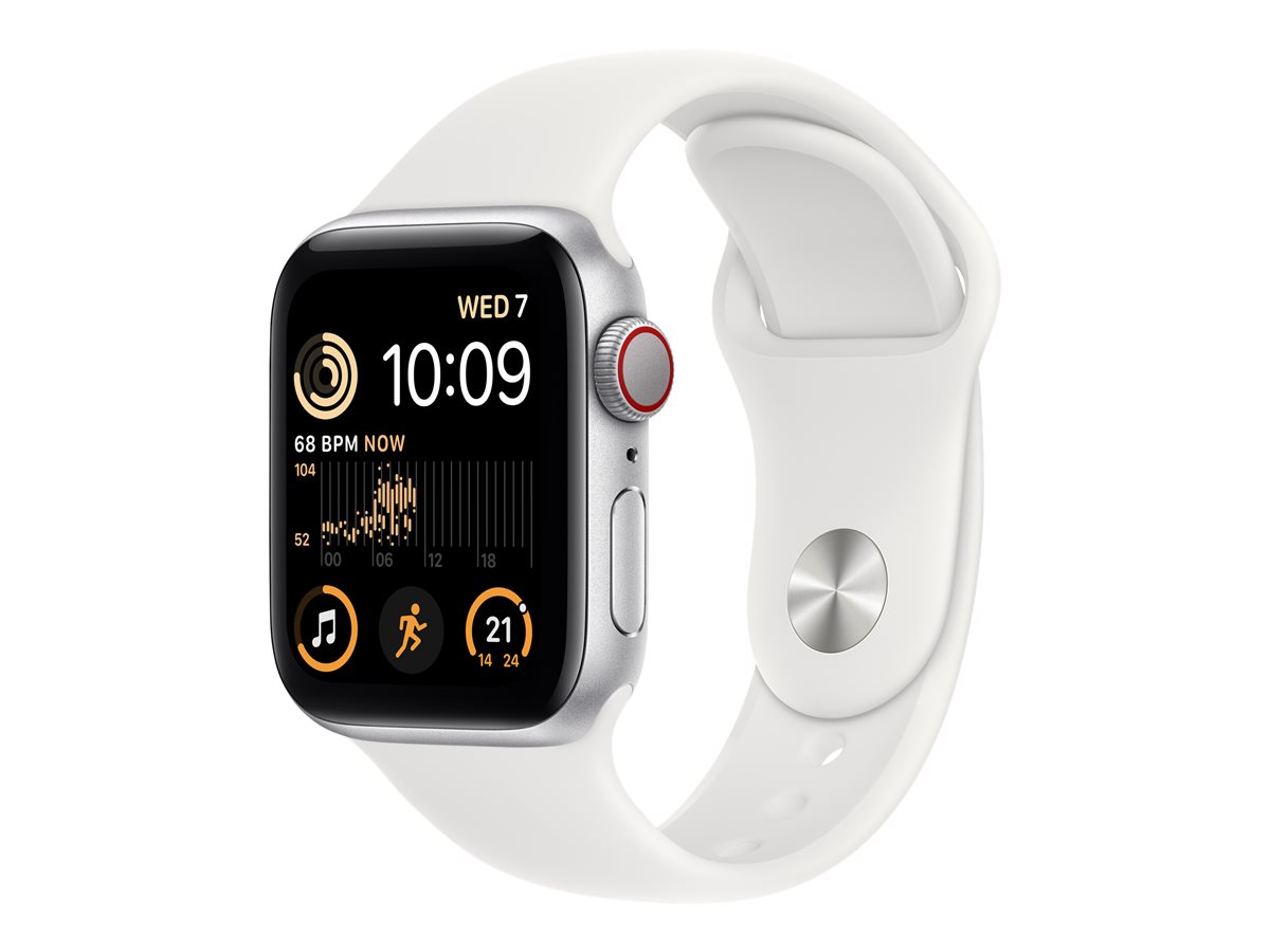 Apple Watch SE (GPS + Cellular) 2ª generación - aluminio plateado - reloj inteligente con pulsera deportiva - blanco - 32GB