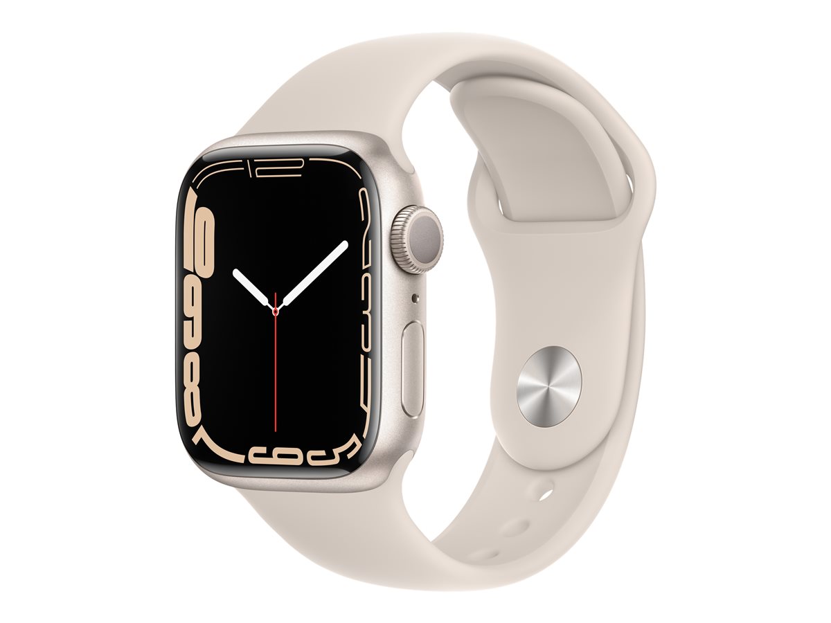 Apple Watch Series 7 (GPS) - aluminio estrellado - reloj inteligente con pulsera deportiva - estrellado - 32GB