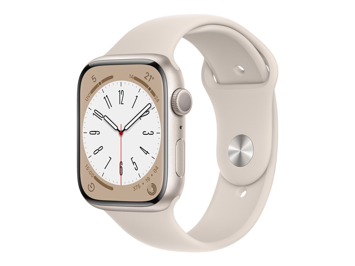 Apple Watch Series 8 (GPS) - aluminio estrellado - reloj inteligente con pulsera deportiva - estrellado - 32GB