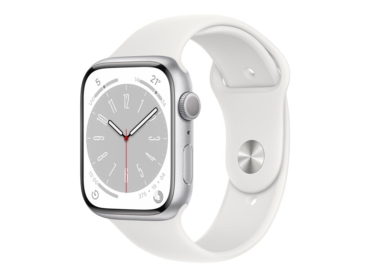 Apple Watch Series 8 (GPS) - aluminio plateado - reloj inteligente con pulsera deportiva - blanco - 32GB