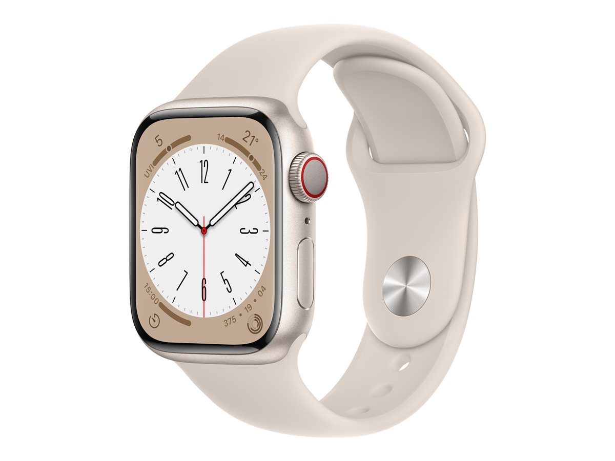 Apple Watch Series 8 (GPS + Cellular) - aluminio estrellado - reloj inteligente con pulsera deportiva - estrellado - 32GB
