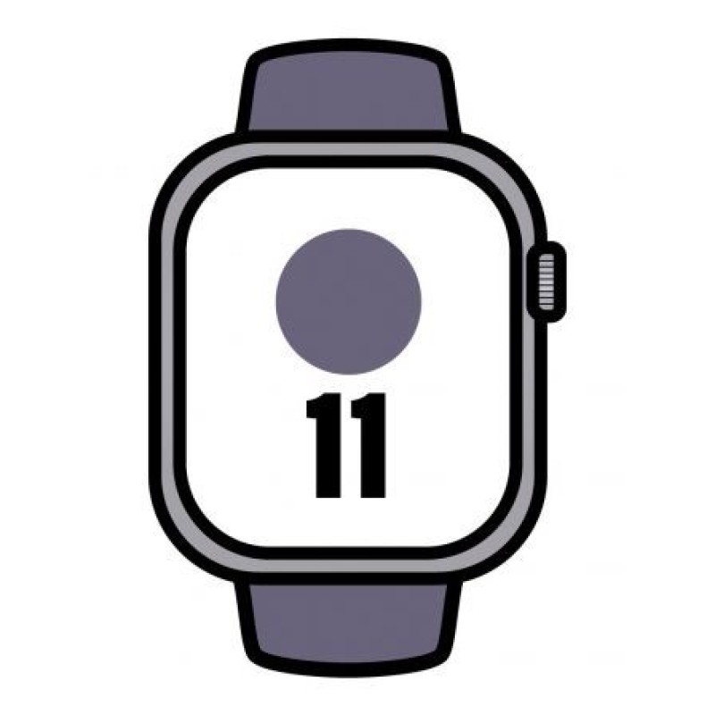 Apple watch series 11 gps + cellular 46mm silver aluminium case with purple fog sport band - m/l