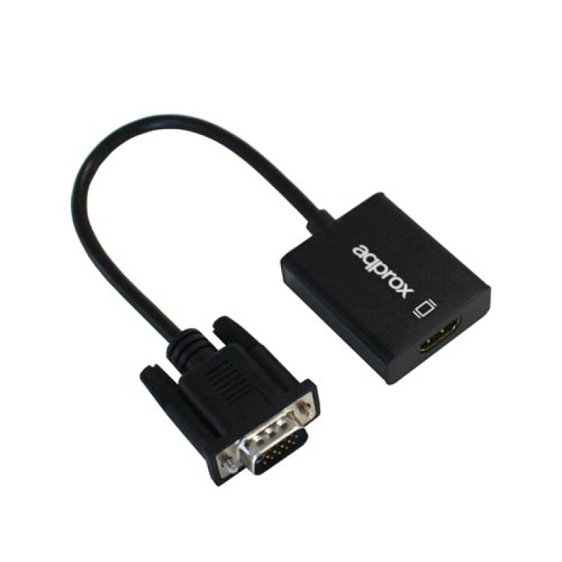 Approx adaptador vga a hdmi appc25  con entrada de audio conexiones vga (in) / jack 3.5 (in) / micro