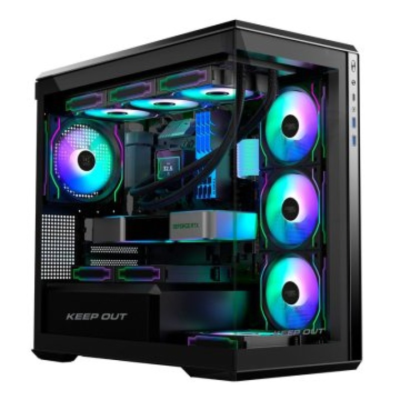 CAJA MICROATX KEEP OUT XC-905 PRO+ 1x3.5” 1x2.5” 1xUSB2.0 1xUSB3.0 GPU MAX 430mm CRISTAL TEMP NEGRO