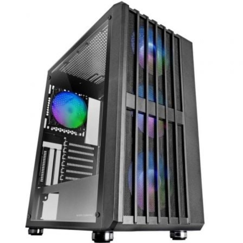 Caja atx semitorre gaming mars gaming mcvault frontal negro de malla vertical 4x120mm argb 3xpci ver