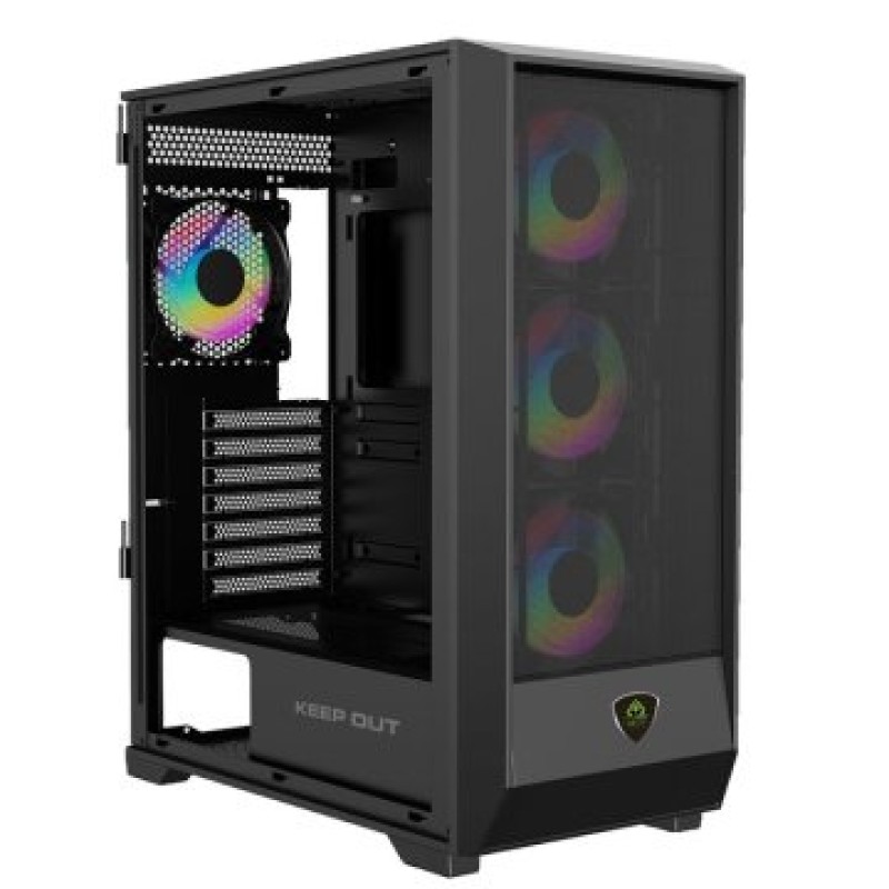 Caja semitorre atx xc-501 mesh argb keepout bahÍas int.: 2x3'5, 2x2'5/ 1xusb2.0, 1xusb3.0, 1xusb-c/ audio in/out