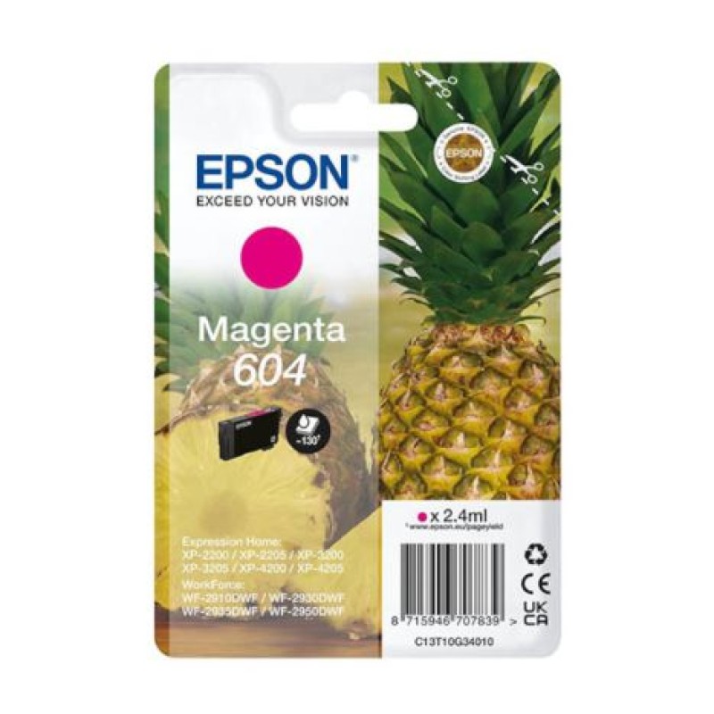 Cartucho epson 604 magenta c13t10g34010 xp2200 wf - 2910 piña
