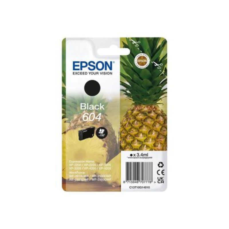 Cartucho epson 604 negro c13t10g14010 xp2200 wf - 2910 piña