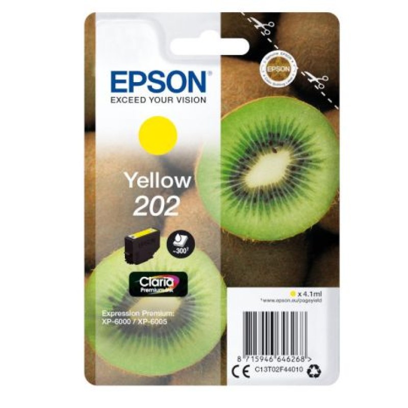 Cartucho tinta epson c13t02f44010 singlepack amarillo 202 claria premium ink xp - 6000 - xp - 6005 - kiwi