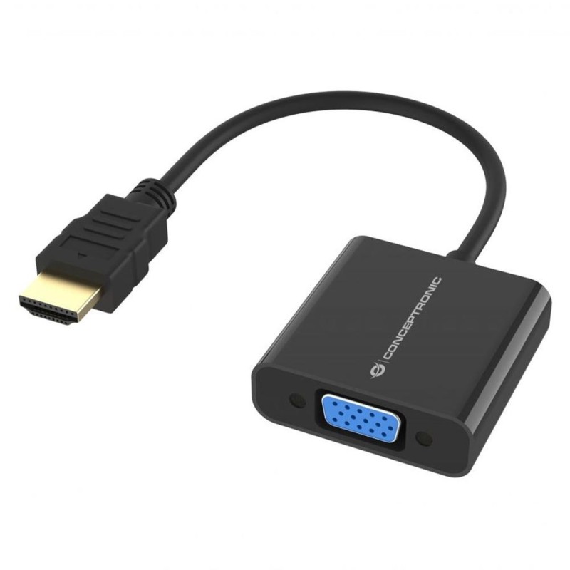 Conceptronic ABBY20B adaptador de cable de vídeo 0,25 m HDMI tipo A (Estándar) VGA (D-Sub) Negro
