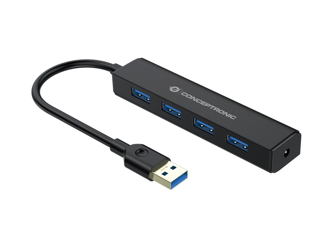 Conceptronic C4PUSB3 hub de interfaz USB 3.2 Gen 1 (3.1 Gen 1) Type-A 4800 Mbit/s Negro