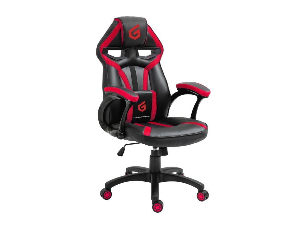 Conceptronic EYOTA05R silla para videojuegos Silla para videojuegos de PC Asiento acolchado Negro, Rojo