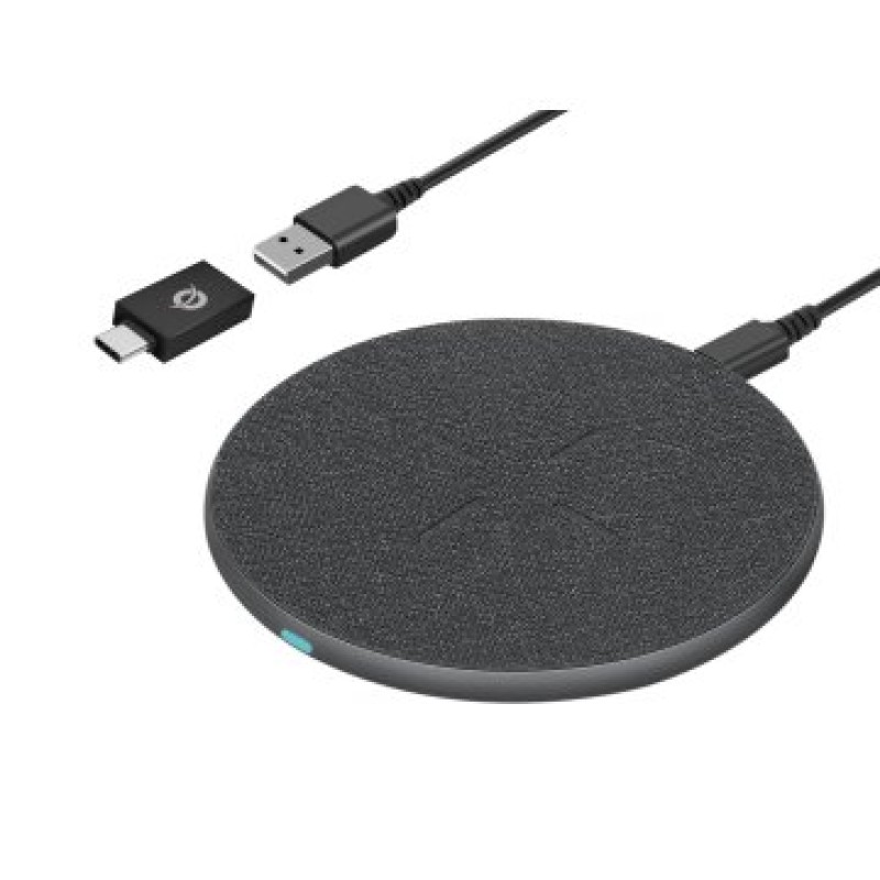 Conceptronic GORGON03G cargador de dispositivo móvil Auriculares, Smartphone Gris USB Cargador inalámbrico Carga rápida Interior