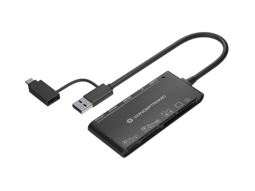 Conceptronic StreamVault BIAN03B lector de tarjeta USB 3.2 Gen 1 (3.1 Gen 1) Type-A Negro