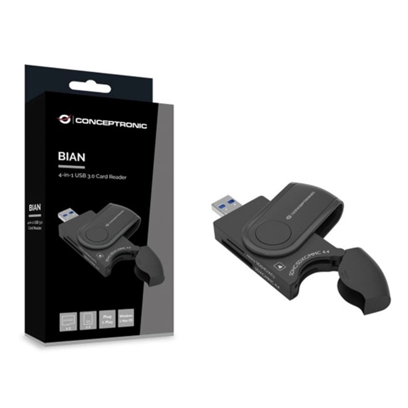 Conceptronic StreamVault BIAN04B lector de tarjeta USB 3.2 Gen 1 (3.1 Gen 1) Type-A Negro