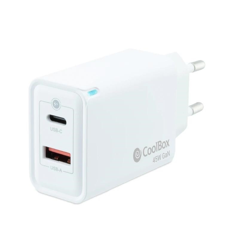 CoolBox CARGADOR GAN 45W USB-C/USB-A PARED