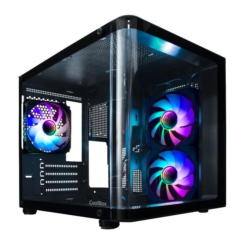 CoolBox GAMING CAJA MATX GM100 VISION USB3.2 GEN1 SIN FTE + 3 VENTILADORES ARGB