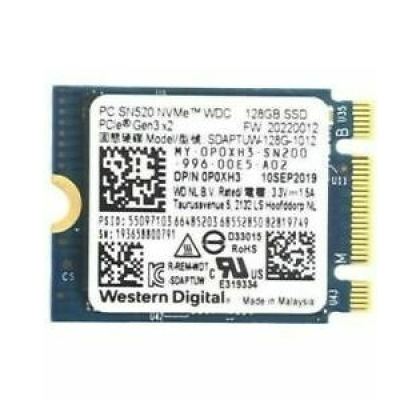 DISCO DURO M.2 128GB WESTERN DIGITAL SN520 M.2 2242 PCIe 3.0 NVMe "OEM" (procedente de ampliacion de portatiles nuevos)