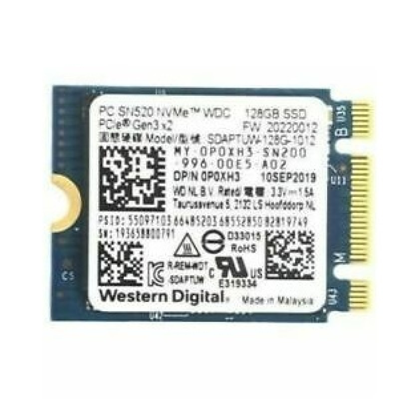 DISCO M.2 128GB WESTERN DIGITAL SN520 M.2 2242 PCIe 3.0 NVMe "OEM" (procedente de ampliacion de portatiles nuevos)