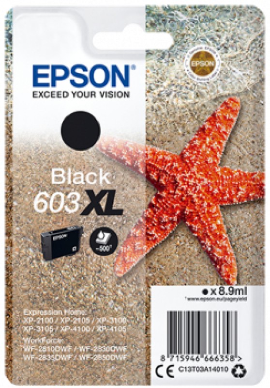 Epson 603XL cartucho de tinta 1 pieza(s) Original Alto rendimiento (XL) Negro