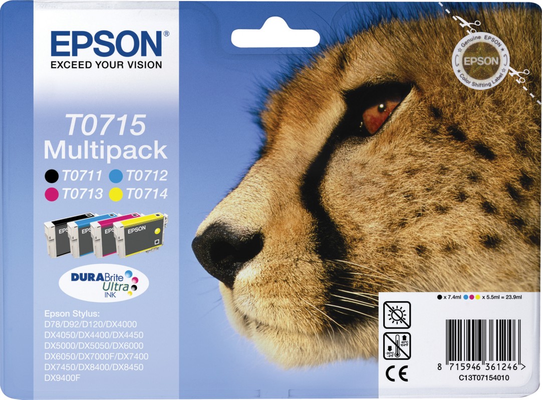 Epson Cheetah Multipack T0715 4 colores (etiqueta RF)
