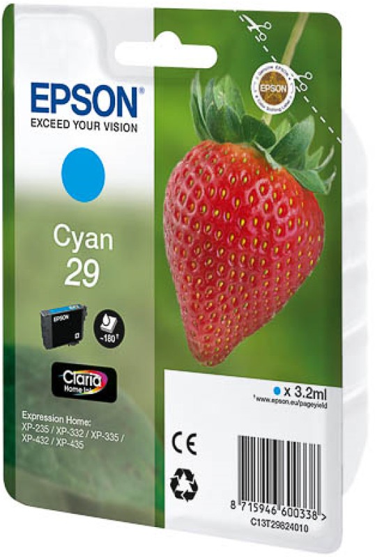 Epson Strawberry 29 C cartucho de tinta 1 pieza(s) Original Rendimiento estándar Cian