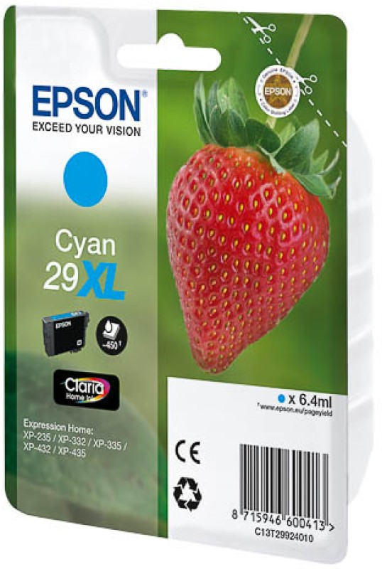 Epson Strawberry 29XL C cartucho de tinta 1 pieza(s) Original Alto rendimiento (XL) Cian