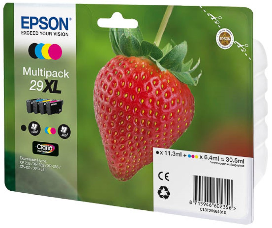 Epson Strawberry 29XL CMYK cartucho de tinta 1 pieza(s) Original Alto rendimiento (XL) Negro, Cian, Magenta, Amarillo
