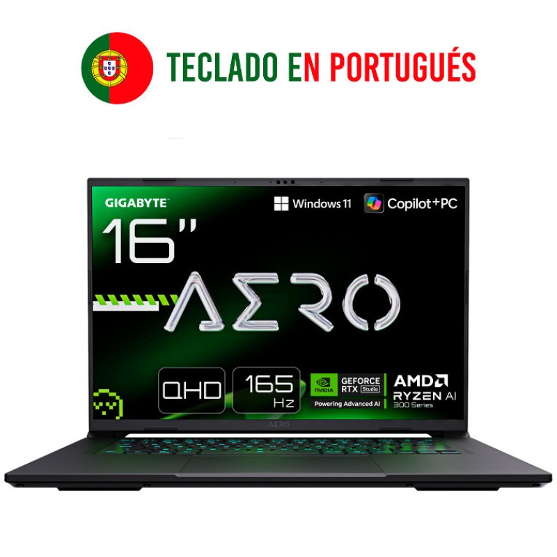 GIGABYTE AERO X16 2WHA3PTC64AH Copilot+ PC AMD Ryzen AI 9 HX 370 Portátil 40,6 cm (16") WQXGA 32GB DDR5-SDRAM 1TB SSD NVIDIA GeForce RTX 5070 Wi-Fi