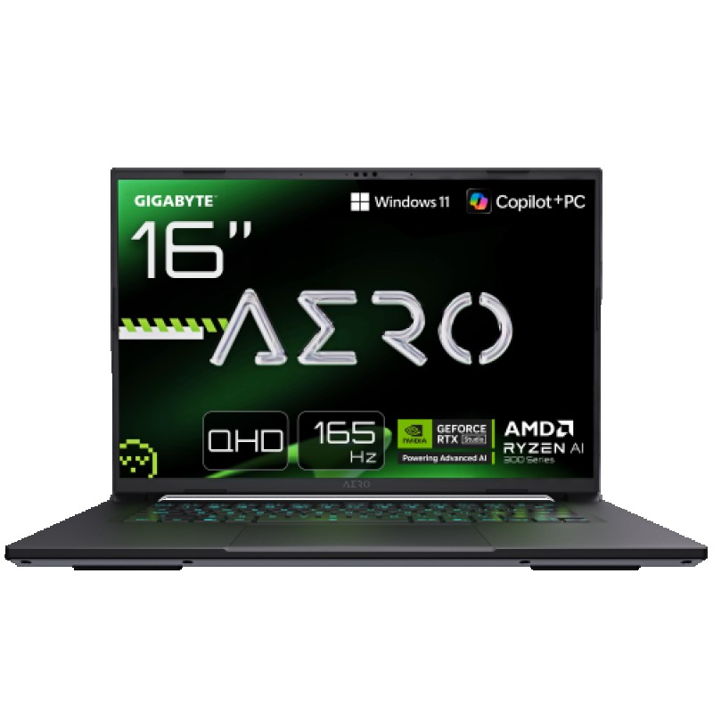 GIGABYTE AERO X16 Portátil Gaming - Copilot+ PC, 16" QHD 165Hz, AMD Ryzen AI 7 HX 350, RTX 5070, 32GB DDR5 5200MHz, 1 x SSD Gen4 de 1TB, Win 11 Home,