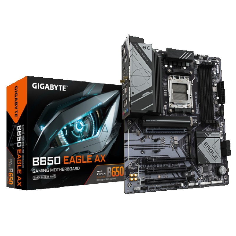 GIGABYTE B650 EAGLE AX Placa base - AMD Ryzen serie 9000, VRM de 12+2+2 fases, hasta 7600 MHz DDR5 (OC), 1xPCIe 5.0 + 2xPCIe 4.0 M.2, LAN GbE, WIFI 6E