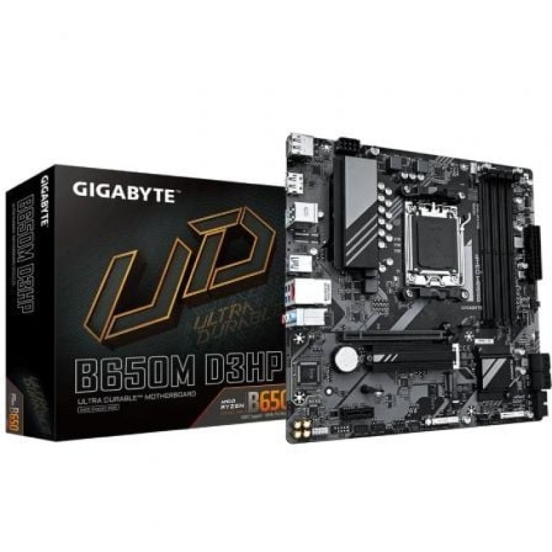 GIGABYTE B650M D3HP Placa base - AMD Ryzen serie 9000, VRM de 5+2+2 fases, hasta 7600 MHz DDR5 (OC), 2xPCIe 4.0 M.2, LAN 2,5 GbE, USB 3.2 Gen 1