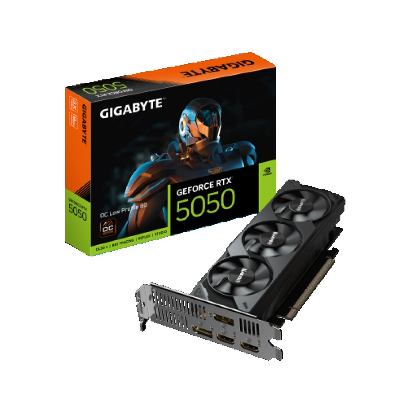 GIGABYTE GeForce RTX 5050 OC Low Profile 8G Tarjeta Gráfica - 8GB GDDR6, 128bit, PCI-E 5.0, 2587MHz Frecuencia del núcleo, 2 x DP, 2 x HDMI, NVIDIA
