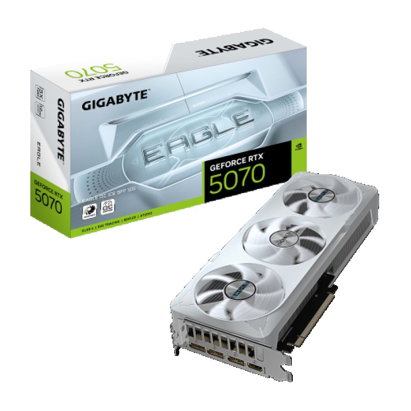 GIGABYTE GeForce RTX 5070 EAGLE OC ICE SFF 12G Tarjeta Gráfica - 12GB GDDR7, 192 bits, PCI-E 5.0, XXXX MHz Core Clock, 3 x DP 2.1a, 1 x HDMI 2.1b, NV
