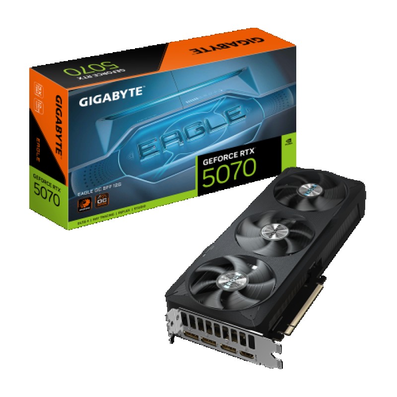GIGABYTE GeForce RTX 5070 EAGLE OC SFF 12G Tarjeta Gráfica - 12GB GDDR7, 192 bits, PCI-E 5.0, XXXX MHz Core Clock, 3 x DP 2.1a, 1 x HDMI 2.1b, NVIDIA