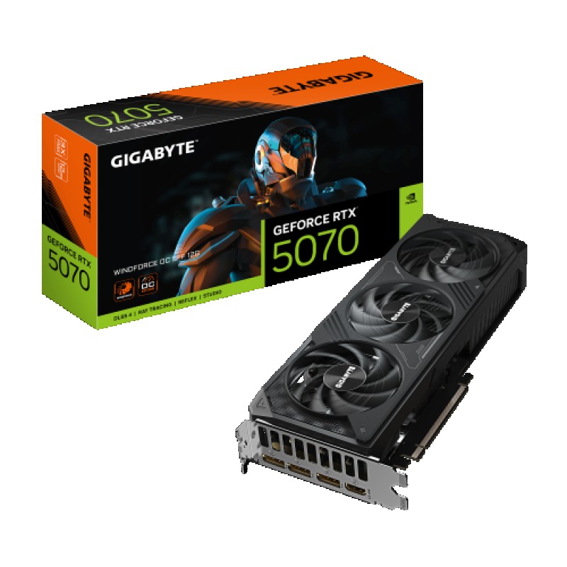 GIGABYTE GeForce RTX 5070 WINDFORCE OC SFF 12G Tarjeta Gráfica - 16GB GDDR7, 256 bits, PCI-E 5.0, XXXX MHz Core Clock, 3 x DP 2.1a, 1 x HDMI 2.1b, NV