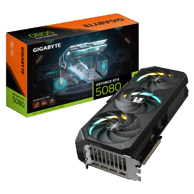 GIGABYTE GeForce RTX 5080 GAMING OC 16G Tarjeta Gráfica - 16GB GDDR7, 256 bits, PCI-E 5.0, 2730MHz Core Clock, 3 x DisplayPort, 1 x HDMI, GV-N5080GAM