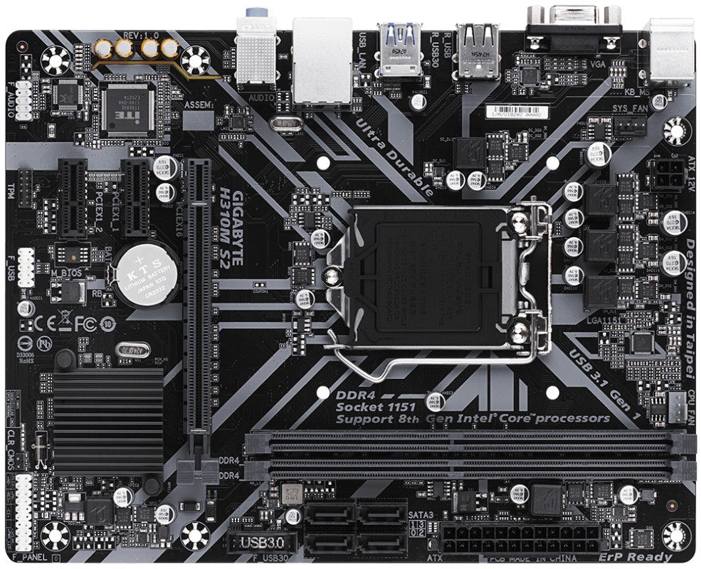 Gigabyte H310M S2 (rev. 1.0) Intel H310 Express LGA 1151 (Zócalo H4) micro ATX