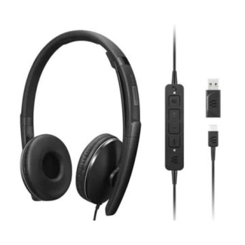HEADSET USB-C LENOVO ANC MICROFONO CANCELACION DE RUIDO ACTIVA, CON ADAPTADOR USB-A