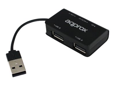 HUB 3 PUERTOS USB 2.0 APPROX COLOR NEGRO CON LECTOR MICROSD/SD  APPHT8B