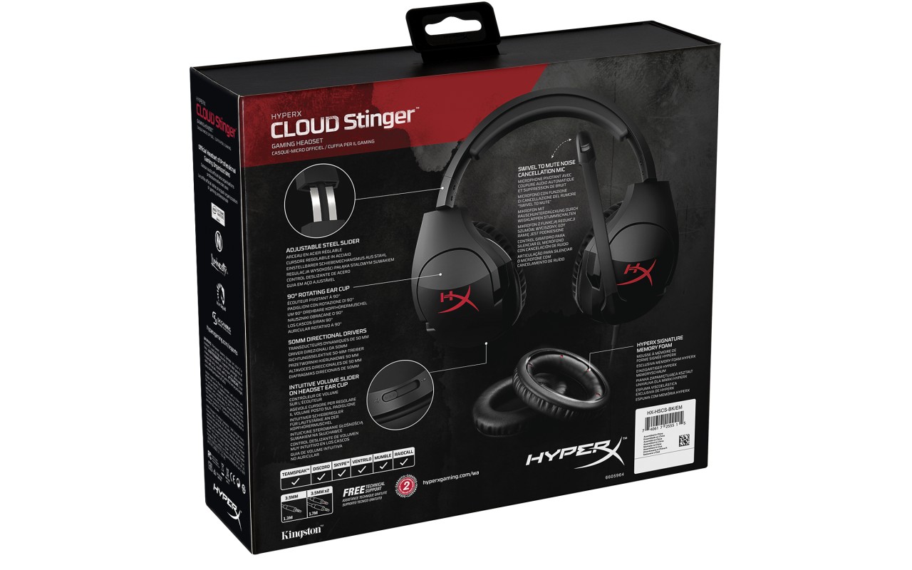 HyperX Cloud Stinger Auriculares Alámbrico Diadema Juego Negro