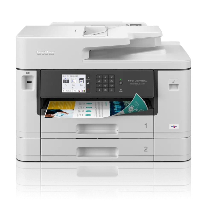 Impresora Multifunción Tinta BROTHER MFCJ5740DW Color  - A3 · Dúplex · ADF · 28PPM · 600x600 · 1200ppp · USB 2.0/WiFi - Cartucho LC422