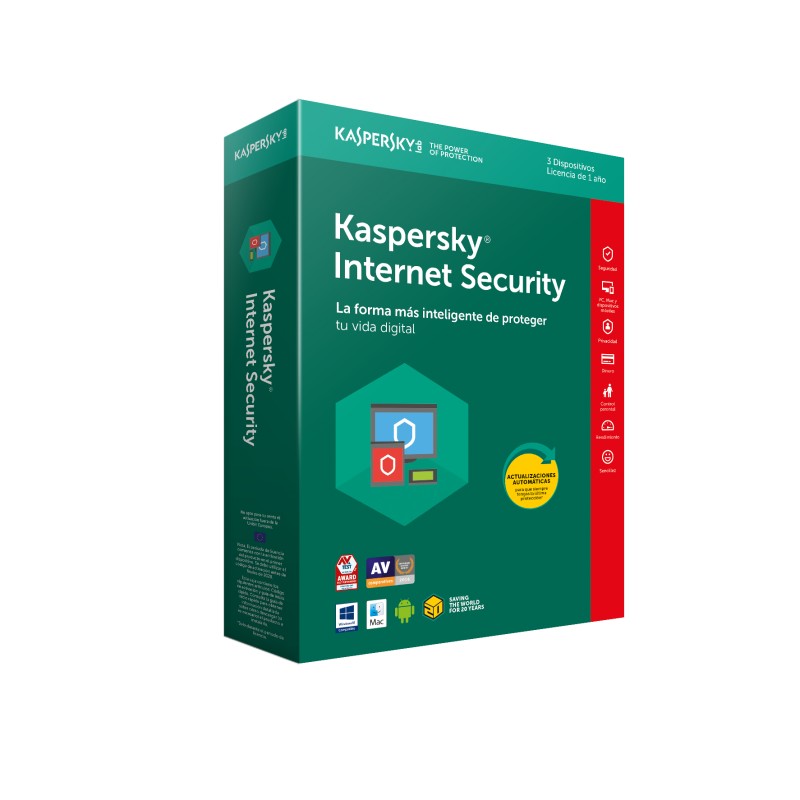 Kaspersky Lab Internet Security 2018 Español Licencia completa 3 licencia(s) 1 año(s)