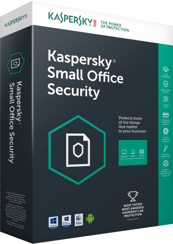 Kaspersky Small Office Security - renovación de licencia de suscripción (1 año) - 1 servidor de archivos, 5 dispositivos móviles, 5 PC de escritor