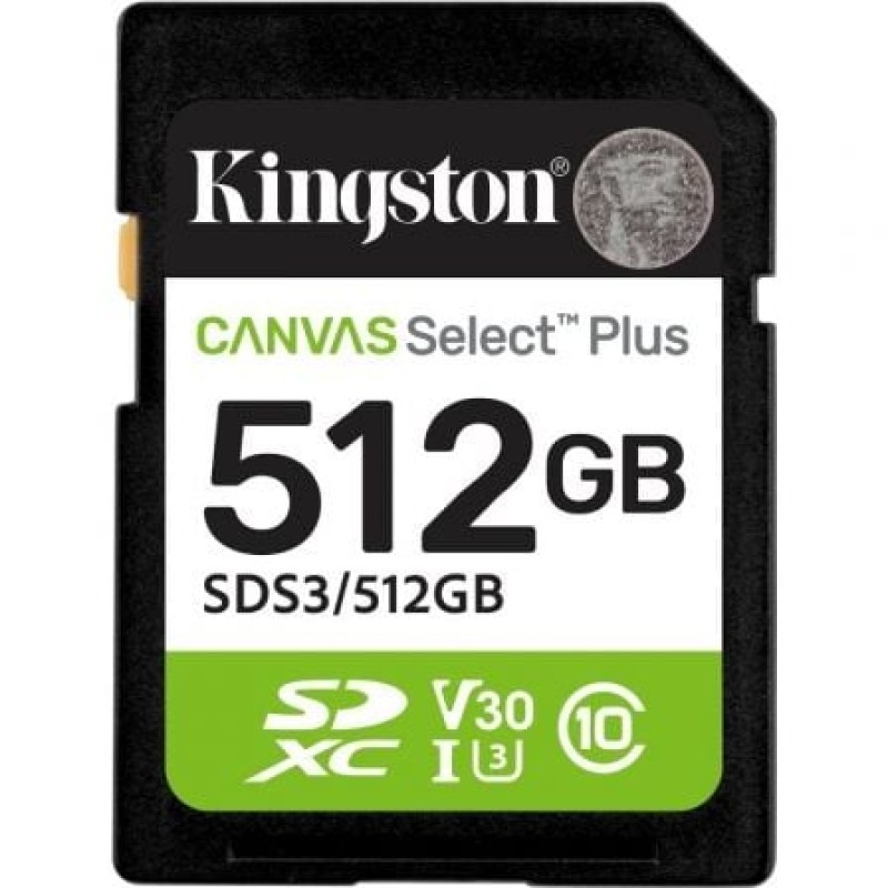 Kingston Technology 512GB SDXC Canvas Select Plus Gen3 150 MB/s C10 UHS-I U3 V30