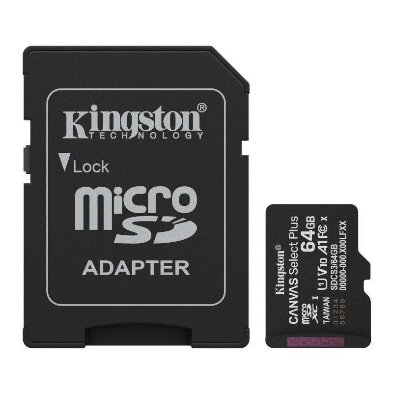 Kingston Technology 64GB microSDXC Canvas Select Plus Gen3 100MB/s A1 (Incluye adaptador de SD)