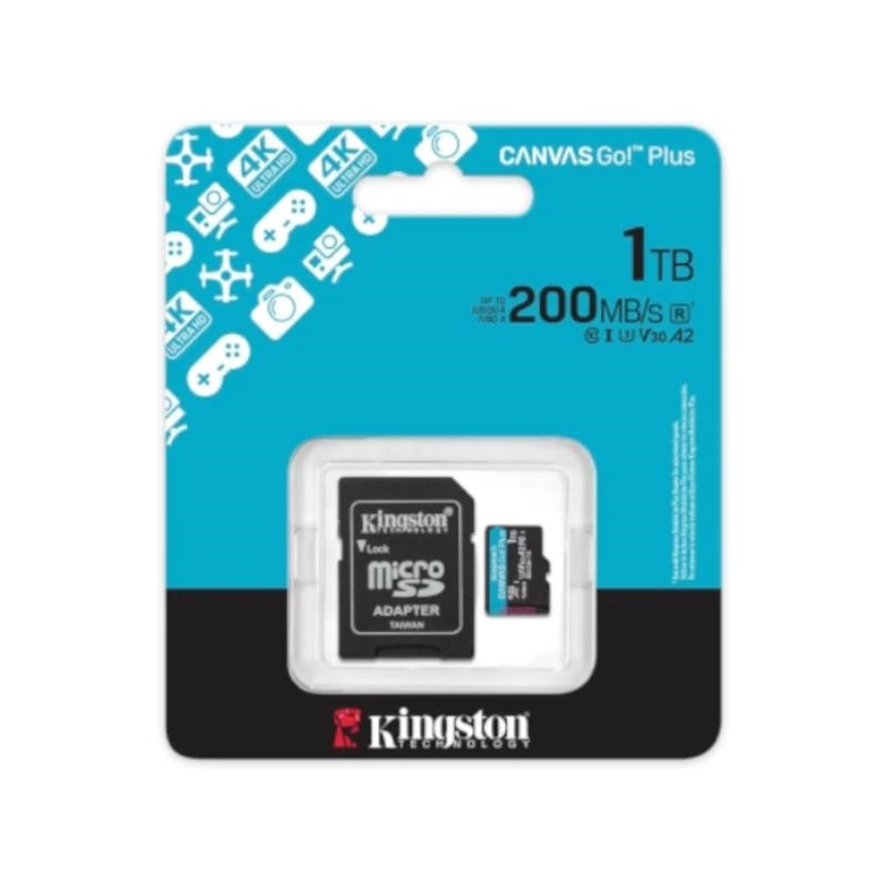 Kingston Technology Tarjeta microSDXC Canvas Go Plus Gen4 de 1TB, 200 MB/s, A2 U3 V30 y adaptador